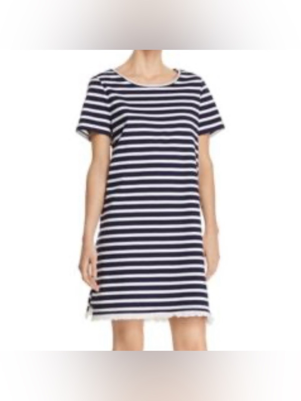 Beach Lunch Lounge Tennis Prep Frayed Striped T-Shirt Dress Size XS